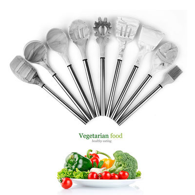 Artistic Marble Stainless Steel Silicone Utensils 11pcs FDA Approved