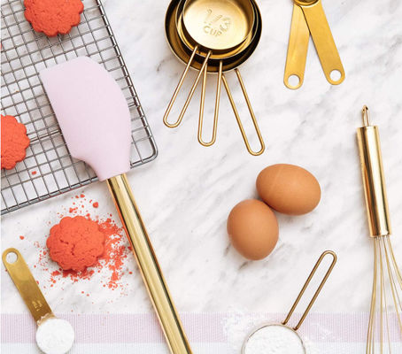 Gold & Pink silicone kitchen utensil sets ,Gold Utensil Holder