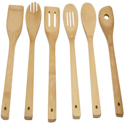 Nonstick Bamboo Wooden Kitchen Utensil Set Biodegradable ODM Availabl